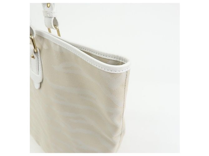FENDI Shopper aus Leder und Canvas Zebra-Muster Beige Weiß 8BH115 - Ansicht 12