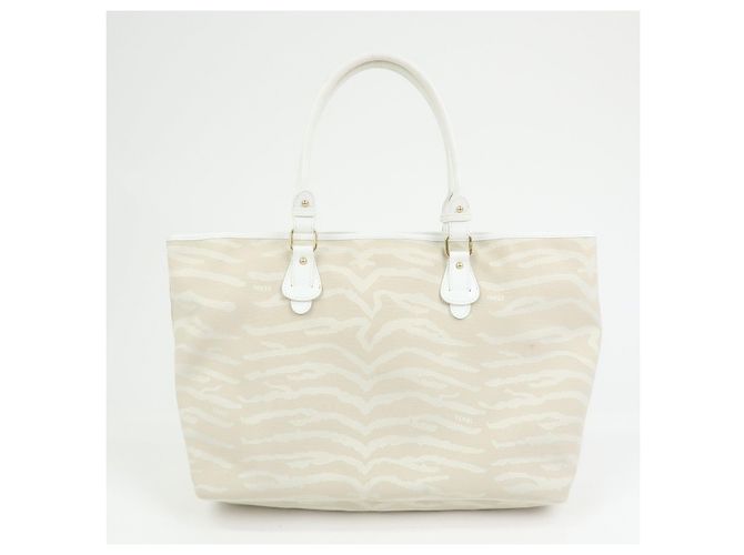FENDI Shopper aus Leder und Canvas Zebra-Muster Beige Weiß 8BH115 - Ansicht 2