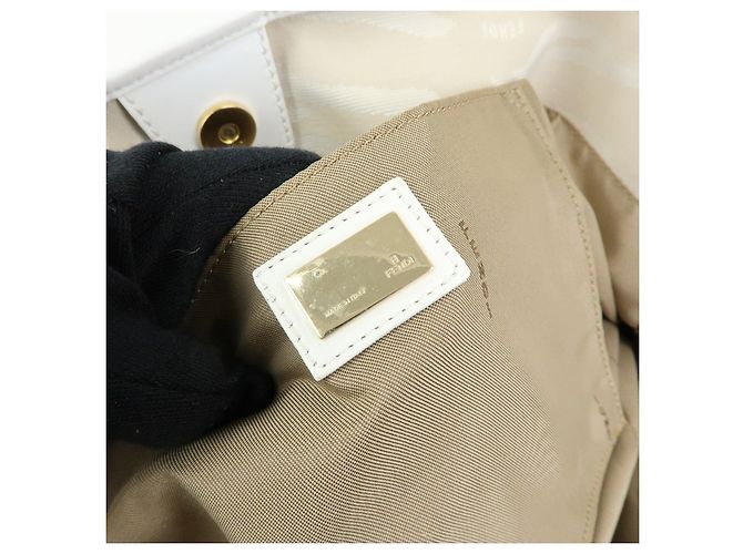 FENDI Shopper aus Leder und Canvas Zebra-Muster Beige Weiß 8BH115 - Ansicht 23