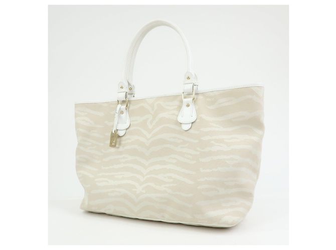 FENDI Shopper aus Leder und Canvas Zebra-Muster Beige Weiß 8BH115 - Ansicht 3
