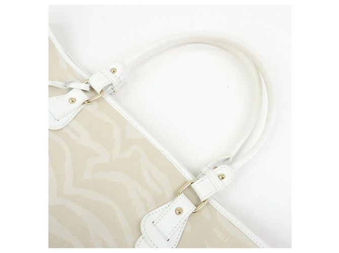 FENDI Shopper aus Leder und Canvas Zebra-Muster Beige Weiß 8BH115 - Ansicht 6