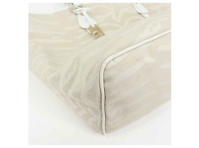 FENDI Shopper aus Leder und Canvas Zebra-Muster Beige Weiß 8BH115 - Ansicht 9