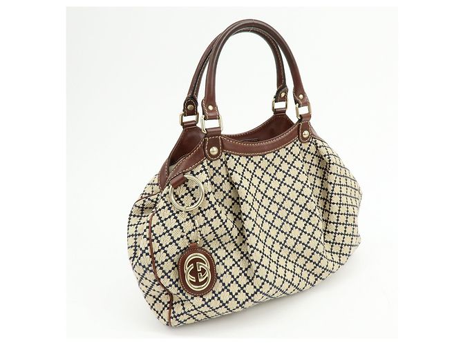 Borsa GUCCI Sukey Diamante Interlocking G GG Canvas Leather 211944 - vista 4