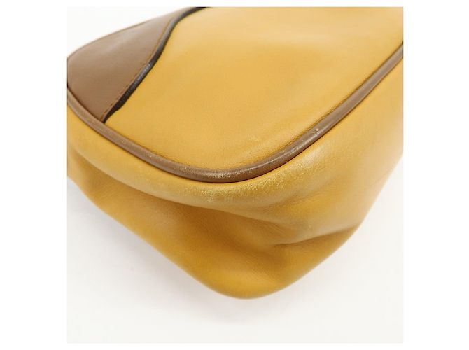 Borsa a spalla e borsa a mano in pelle PRADA Logo Sport Giallo Marrone - vista 11