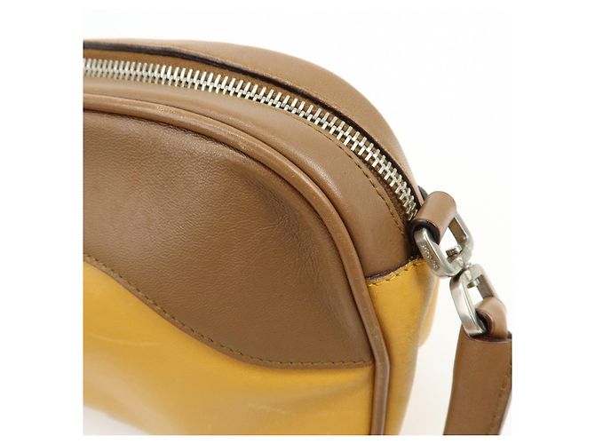 Borsa a spalla e borsa a mano in pelle PRADA Logo Sport Giallo Marrone - vista 14