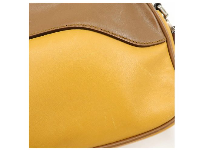 Borsa a spalla e borsa a mano in pelle PRADA Logo Sport Giallo Marrone - vista 17