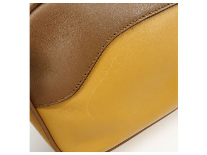 Borsa a spalla e borsa a mano in pelle PRADA Logo Sport Giallo Marrone - vista 18