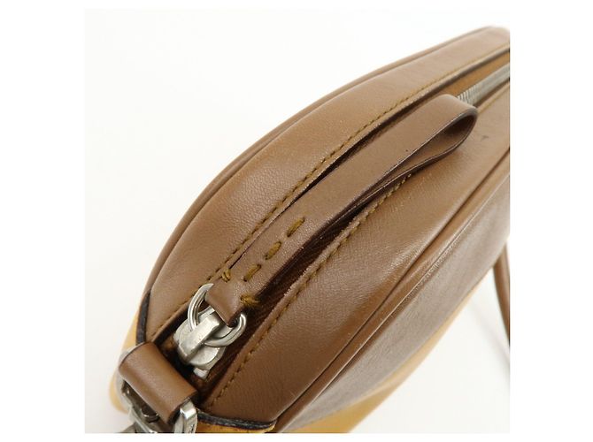 Borsa a spalla e borsa a mano in pelle PRADA Logo Sport Giallo Marrone - vista 19