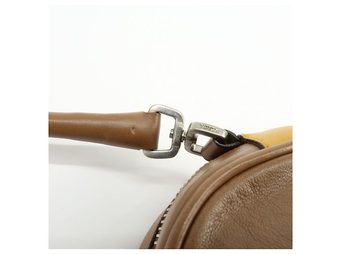 Borsa a spalla e borsa a mano in pelle PRADA Logo Sport Giallo Marrone - vista 8