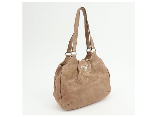 Borsa a spalla e borsa a mano in pelle con logo PRADA Beige - vista 4