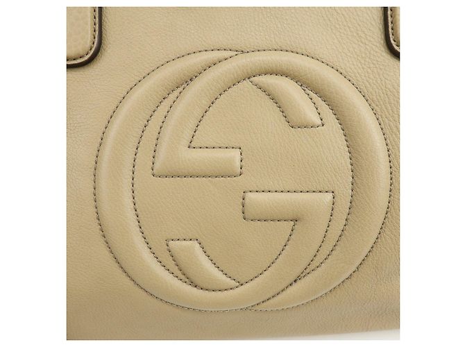 Borsa a spalla e borsa a mano GUCCI SOHO Interlocking G in pelle Beige 308363 - vista 16