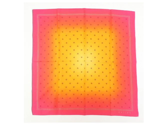 GUCCI CELINE Macadam Set aus 2 Schals 100% Seide Polyester Rosa Orange - Ansicht 2