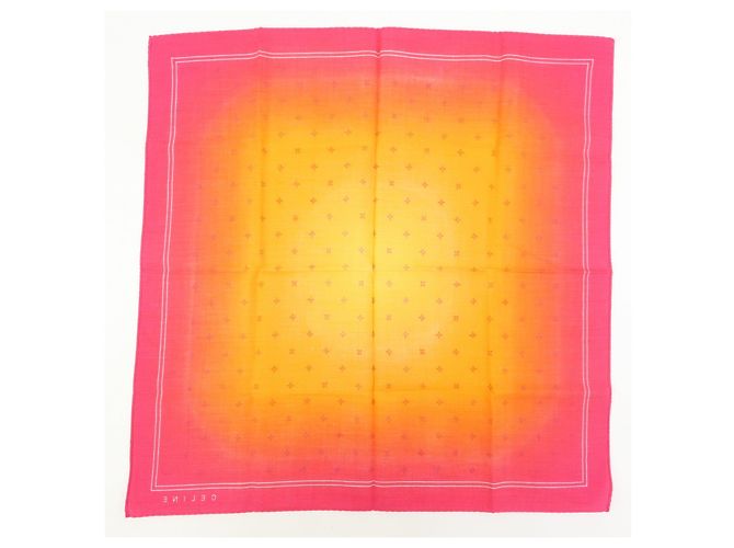 GUCCI CELINE Macadam Set aus 2 Schals 100% Seide Polyester Rosa Orange - Ansicht 3