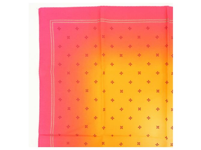 GUCCI CELINE Macadam Set aus 2 Schals 100% Seide Polyester Rosa Orange - Ansicht 4