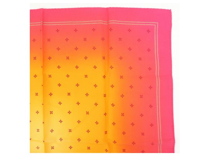 GUCCI CELINE Macadam Set aus 2 Schals 100% Seide Polyester Rosa Orange - Ansicht 5