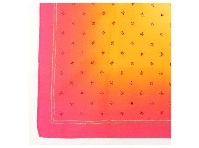 GUCCI CELINE Macadam Set aus 2 Schals 100% Seide Polyester Rosa Orange - Ansicht 6