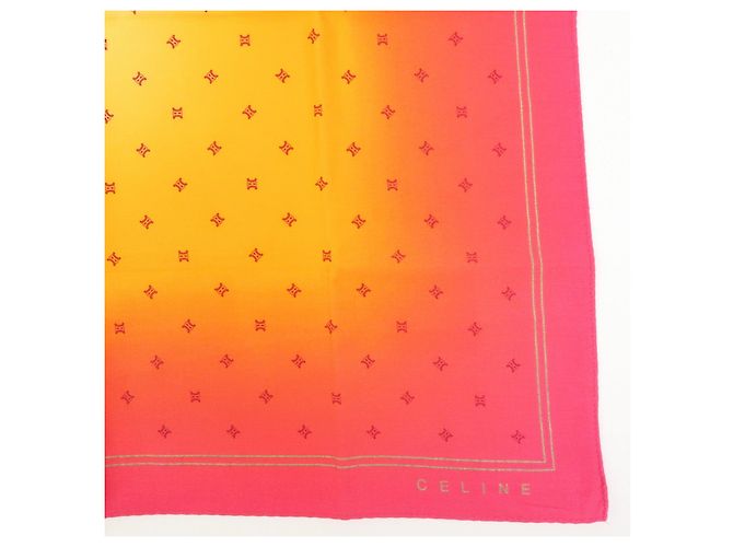 GUCCI CELINE Macadam Set aus 2 Schals 100% Seide Polyester Rosa Orange - Ansicht 7