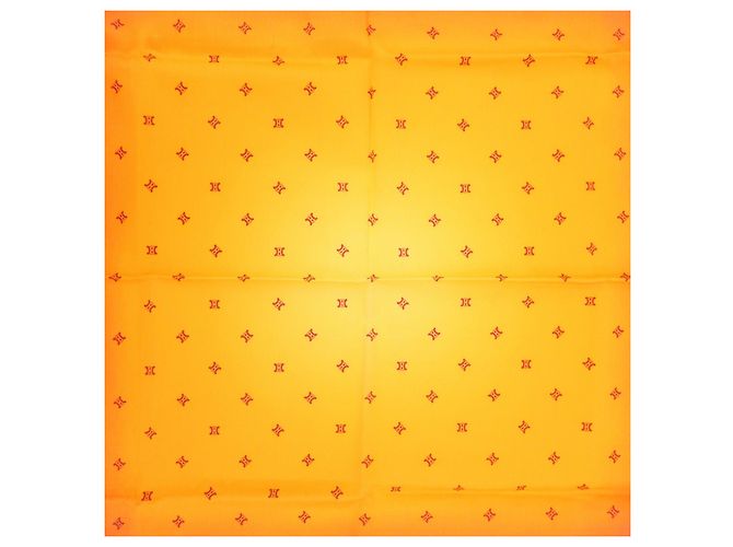 GUCCI CELINE Macadam Set aus 2 Schals 100% Seide Polyester Rosa Orange - Ansicht 8