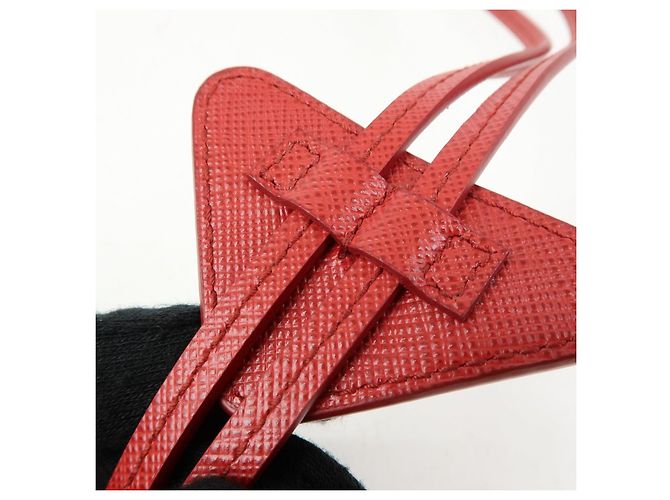 PRADA Triangle Logo Saffiano Leather Loop Tie Red - Ansicht 10