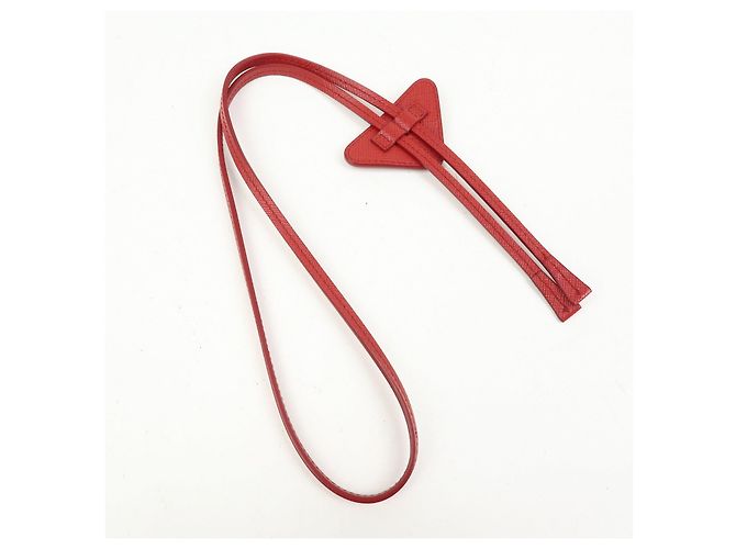 PRADA Triangle Logo Saffiano Leather Loop Tie Red - Ansicht 3