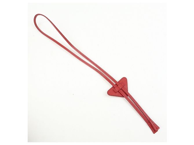 PRADA Triangle Logo Saffiano Leather Loop Tie Red - Ansicht 5