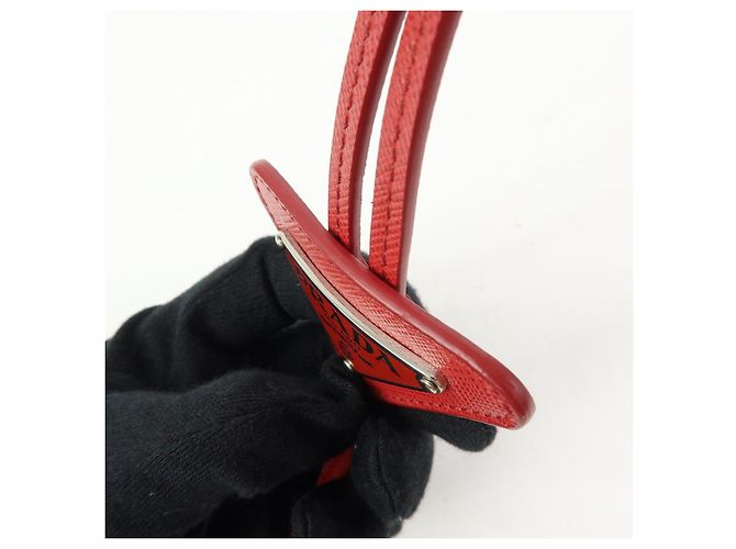 PRADA Triangle Logo Saffiano Leather Loop Tie Red - Ansicht 9
