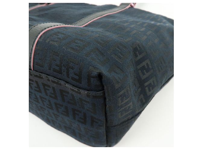 FENDI Borsa Tote e Borsa a Spalla in Tela Zucchino e Pelle Nera 8BH215 - vista 13