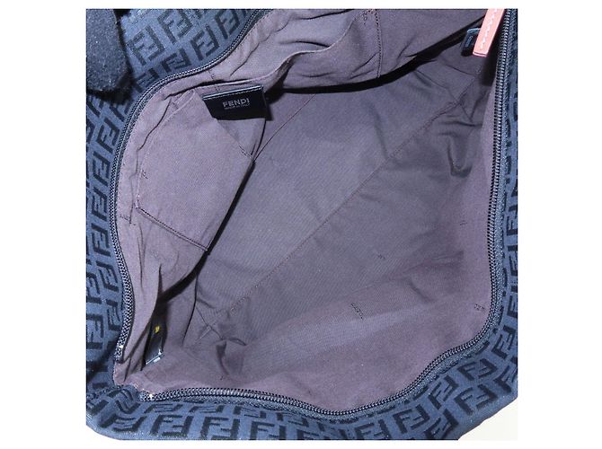 FENDI Borsa Tote e Borsa a Spalla in Tela Zucchino e Pelle Nera 8BH215 - vista 20