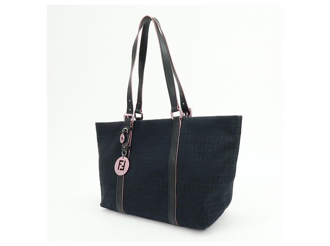 FENDI Borsa Tote e Borsa a Spalla in Tela Zucchino e Pelle Nera 8BH215 - vista 3