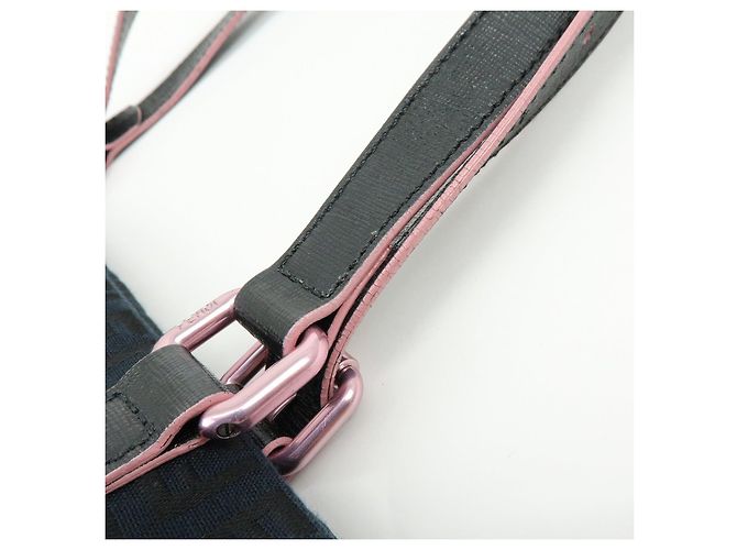 FENDI Borsa Tote e Borsa a Spalla in Tela Zucchino e Pelle Nera 8BH215 - vista 9