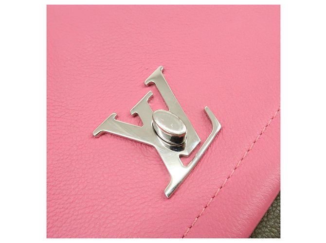 Louis Vuitton LOCKME 2 BB Borsa a mano 2 vie in pelle Rose Khaki M54103 - vista 16