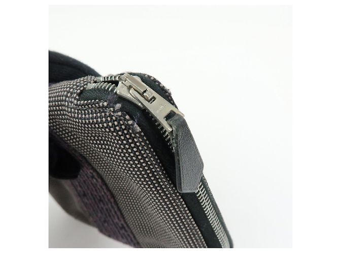 Hermès HERMES Portafoglio Herline PM Nylon Canvas Pelle Cerniera Grigio Nero - vista 13