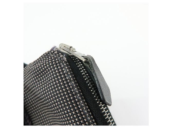 Hermès HERMES Portafoglio Herline PM Nylon Canvas Pelle Cerniera Grigio Nero - vista 14