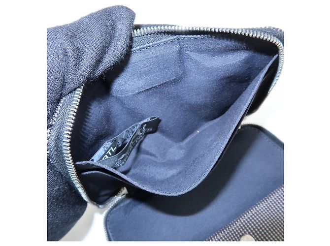 Hermès HERMES Portafoglio Herline PM Nylon Canvas Pelle Cerniera Grigio Nero - vista 17