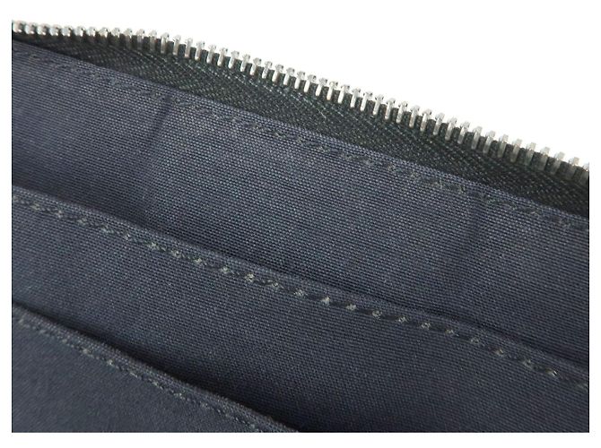 Hermès HERMES Portafoglio Herline PM Nylon Canvas Pelle Cerniera Grigio Nero - vista 18