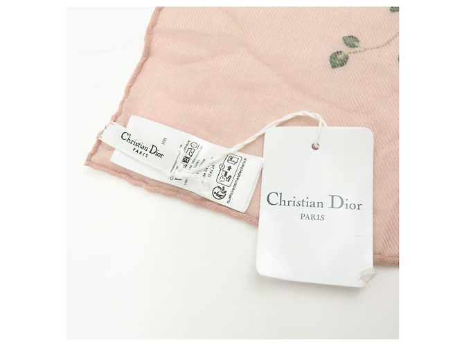 Sciarpa Christian Dior 100% Cashmere Uccelli Fiori Rosa Verde Blu Rosso - vista 15