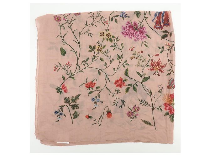 Sciarpa Christian Dior 100% Cashmere Uccelli Fiori Rosa Verde Blu Rosso - vista 2