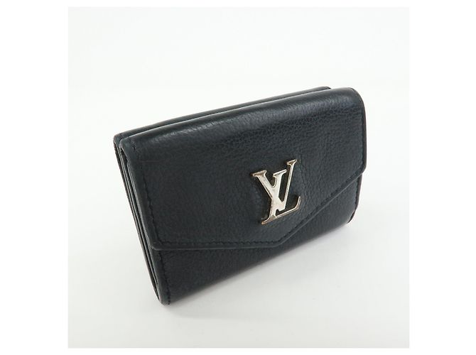 Louis Vuitton Logo Portefeuille Lock Mini Compact Wallet Noir M63921 - vista 4