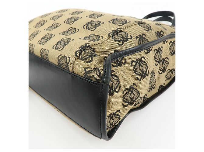 Borsa Tote LOEWE Anagram in tela jacquard e pelle Beige Black - vista 10