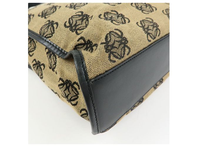 Borsa Tote LOEWE Anagram in tela jacquard e pelle Beige Black - vista 11