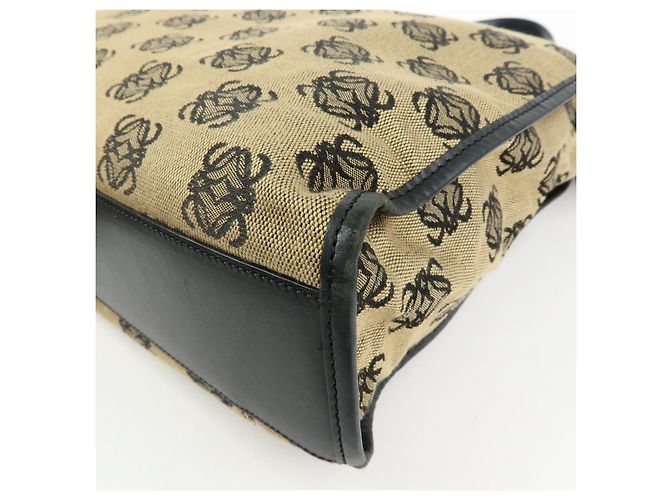 Borsa Tote LOEWE Anagram in tela jacquard e pelle Beige Black - vista 12