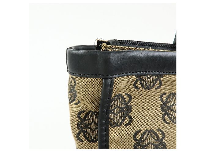 Borsa Tote LOEWE Anagram in tela jacquard e pelle Beige Black - vista 15