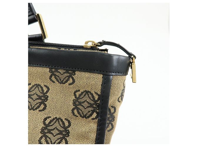Borsa Tote LOEWE Anagram in tela jacquard e pelle Beige Black - vista 16