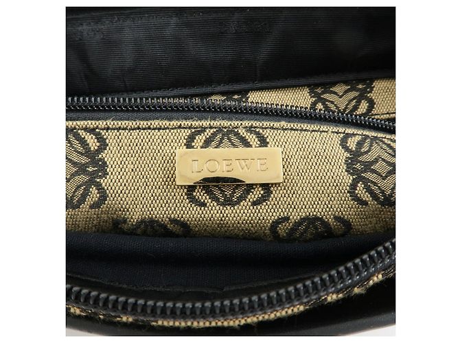 Borsa Tote LOEWE Anagram in tela jacquard e pelle Beige Black - vista 22