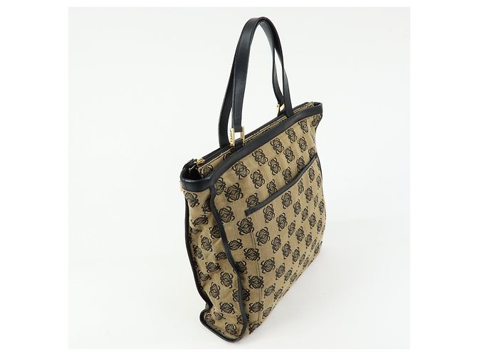 Borsa Tote LOEWE Anagram in tela jacquard e pelle Beige Black - vista 4