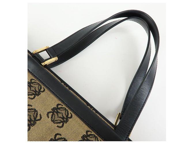 Borsa Tote LOEWE Anagram in tela jacquard e pelle Beige Black - vista 6