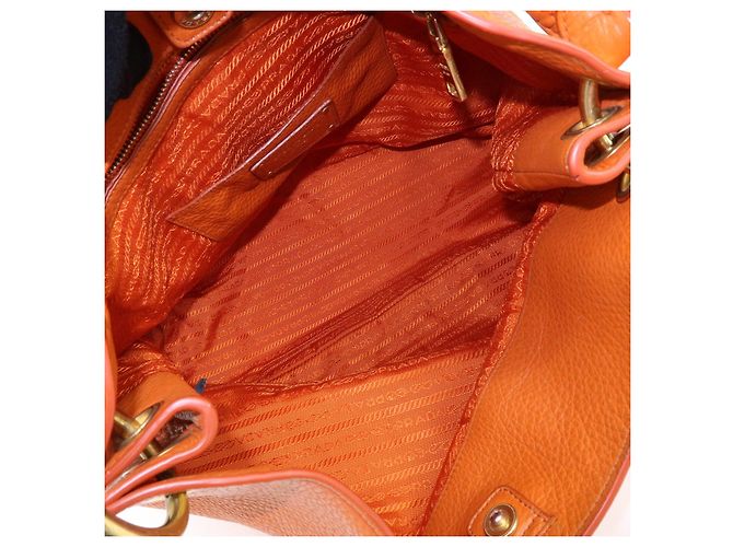 Borsa a spalla in pelle con logo PRADA Borsa Tote Borsa a mano Arancione BR4829 - vista 17