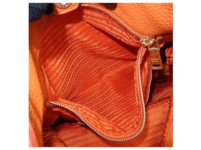 Borsa a spalla in pelle con logo PRADA Borsa Tote Borsa a mano Arancione BR4829 - vista 18