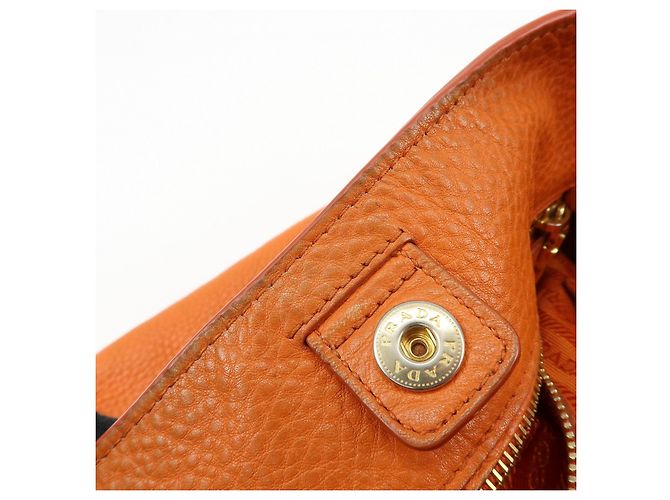 Borsa a spalla in pelle con logo PRADA Borsa Tote Borsa a mano Arancione BR4829 - vista 20