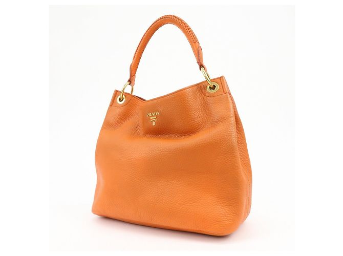 Borsa a spalla in pelle con logo PRADA Borsa Tote Borsa a mano Arancione BR4829 - vista 3